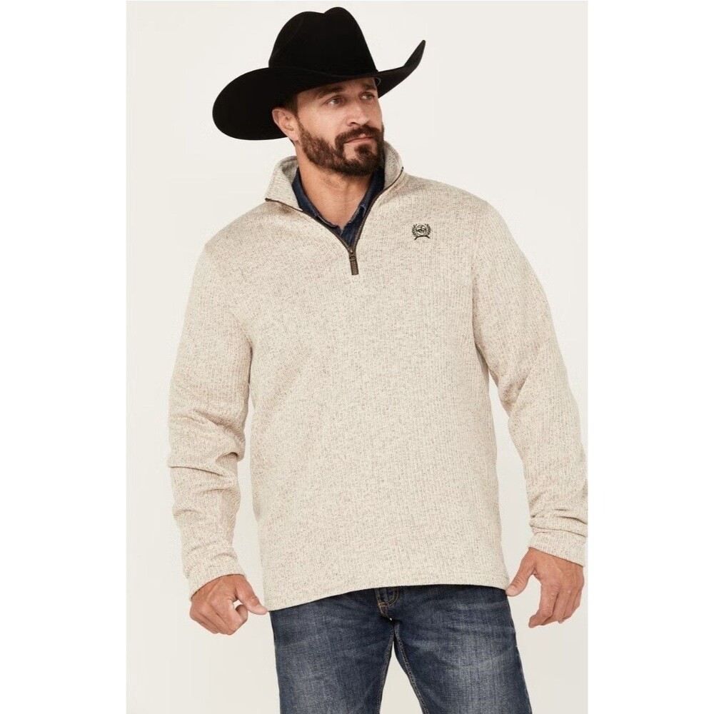 Cinch Mens Heather 1/4 Zip Pullover Sweater Size M Cowboy Western Workwear Rodeo